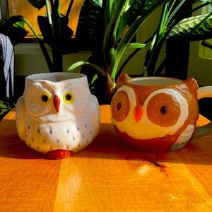 Pair of Owl Coffee Mugs Mug Cute Retro designs